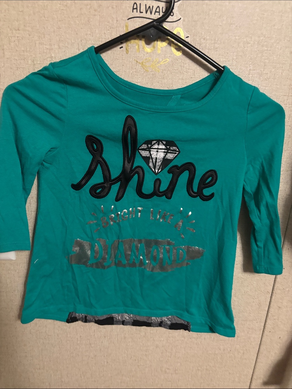 Shine Bright Like a Diamond Girls' Teal Long-Sleeve Top